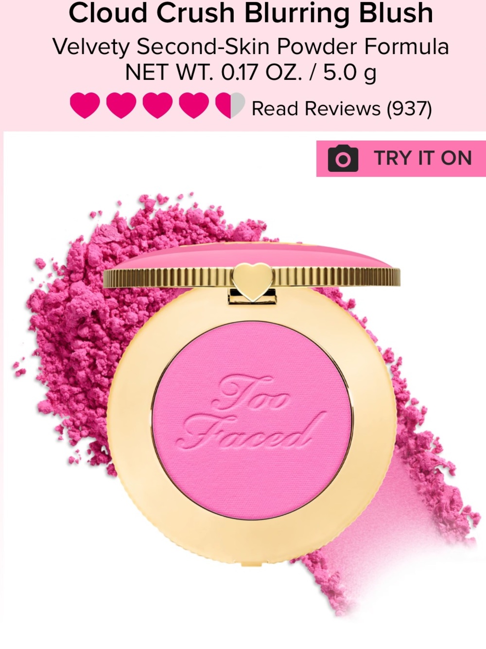 Too Faced Cloud Crush Blurring Blush - Super Candy Cloud